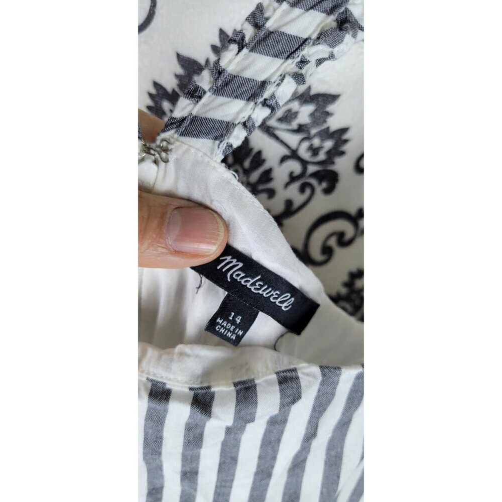 Madewell Midi Dress Size 14 Striped Sleeveless Ruffle Straps Cotton Women’s - Picture 4 of 13
